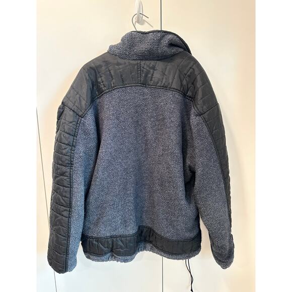 90s Streetwear Fleece Bomber Jacket by Clench Size XL Blue/Black - Picture 6 of 7